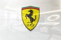 Scuderia ferrari on glossy office wall realistic texture